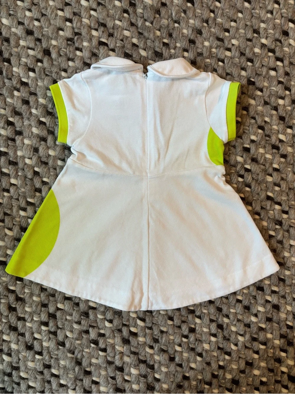 Jacadi White and Neon Green Peter Pan Collar Short Sleeve Tennis Dress - Picture 2 of 2